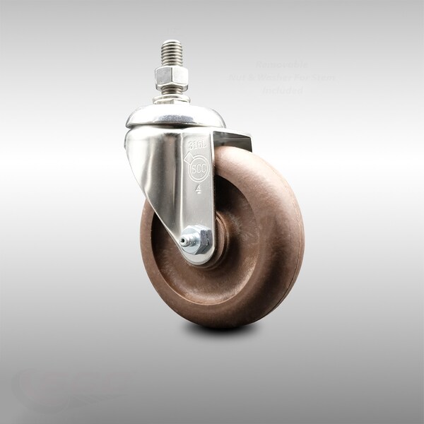 Service Caster 4 Inch 316SS High Temp Glass Filled Nylon Swivel 1/2 Inch Threaded Stem Caster SCC SCC-SS316TS20S414-GFNSHT-121315 - main
